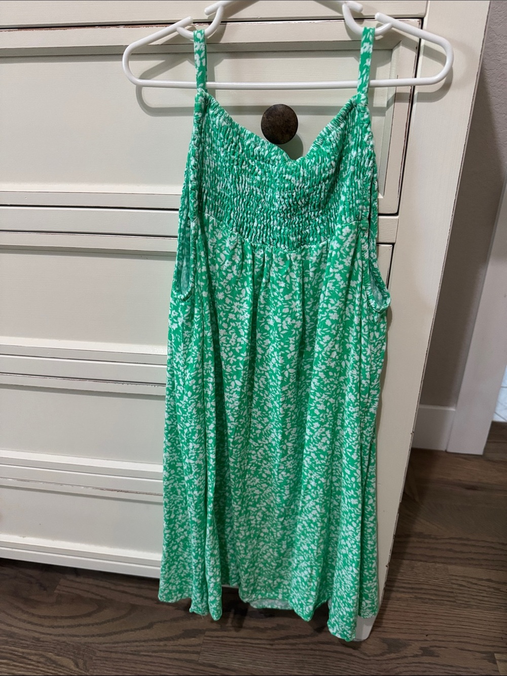 Zara Green and White Floral Smocked Casual Sundress